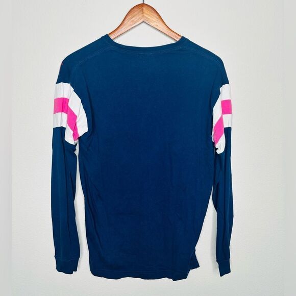 VS Pink Womens Sequin Bling Logo Long Sleeve Shirt Blue Pink X-Small - Picture 5 of 7